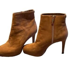 Michael Kors Brown Suede Booties Zip Up Size 5 1/2 Women's Leather Shoes